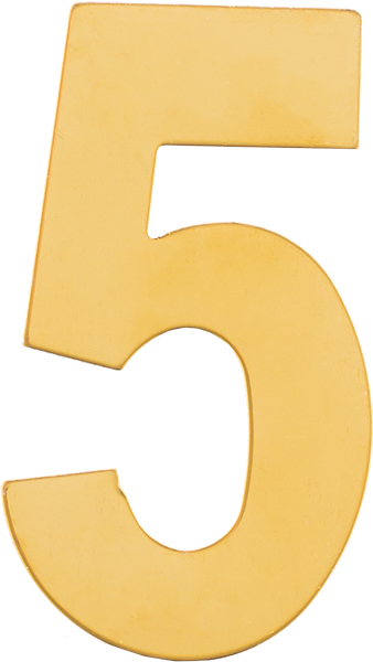 Номер дверной "5" металл золото