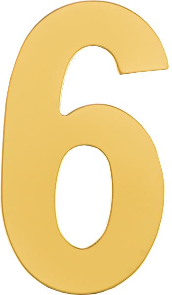 Номер дверной "6" металл золото
