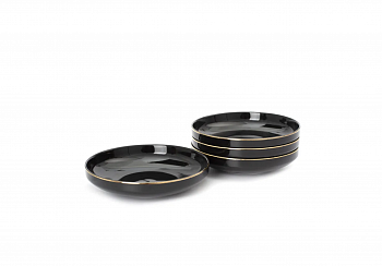 Тарелка фарфор 19см Black Gold суповая DM3012 ХХ