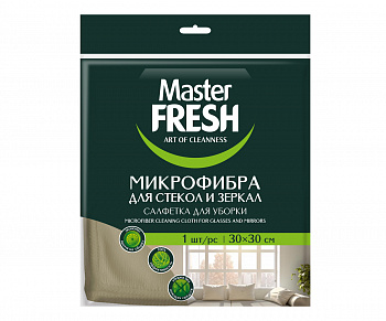 Салфетка микрофибра 30*30см Мастер ФРЕШ д/стекол зеркал  6171 6987