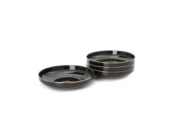 Тарелка фарфор 19см Black Gold суповая DM3012