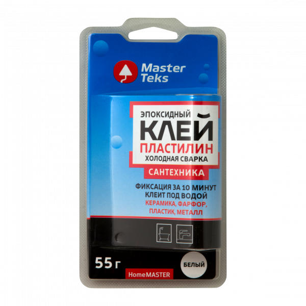 Клей-пластилин эпоксидный холодная сварка для сантехники MasterTeks HomeMaster 55 гр белый