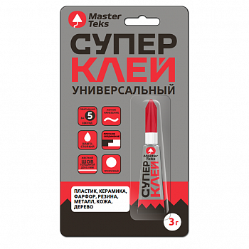 Клей супер цианакрилатный MasterTeks универсальный 3 гр прозрачный