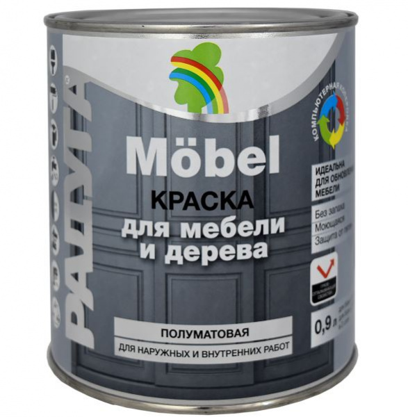 Краска в/д  для мебели 115 Радуга база С 0,9 л (8)
