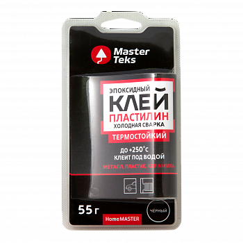 Клей-пластилин эпоксидный холодная сварка термостойкий MasterTeks HomeMaster 55 гр черный