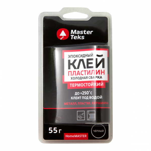 Клей-пластилин эпоксидный холодная сварка термостойкий MasterTeks HomeMaster 55 гр черный