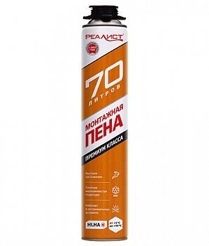 Пена монтажная летняя профессиональная  Реалист PRO Orange 70л 870 мл (12)