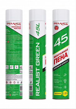 Пена монтажная бытовая Реалист Green 45л 750 мл  (12)