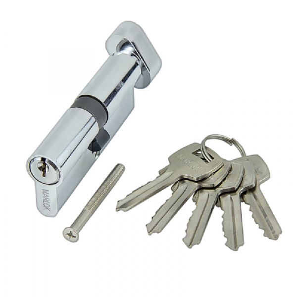 Цилиндр ключ/фиксатор стальной ЦМ 100(50В/50)-5К 5 ключей СР хром MARLOK