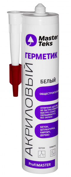 Герметик акриловый общестроительный MasterTeks PM 290 мл белый (12)