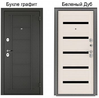 Дверь металлическая 75мм Титан 5С 860х2050мм Букле графит/Беленый дуб правая