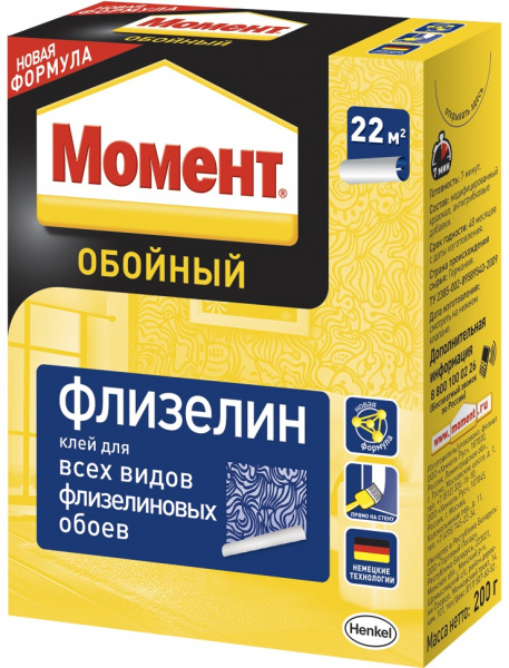 Клей для обоев флизелин 200 гр Момент (24)