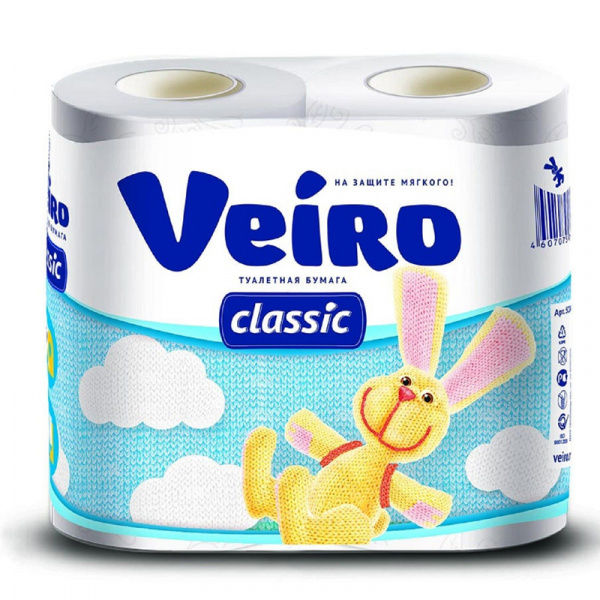 Бумага туалетная Veiro Classic 4рул*17,5м 2сл белая