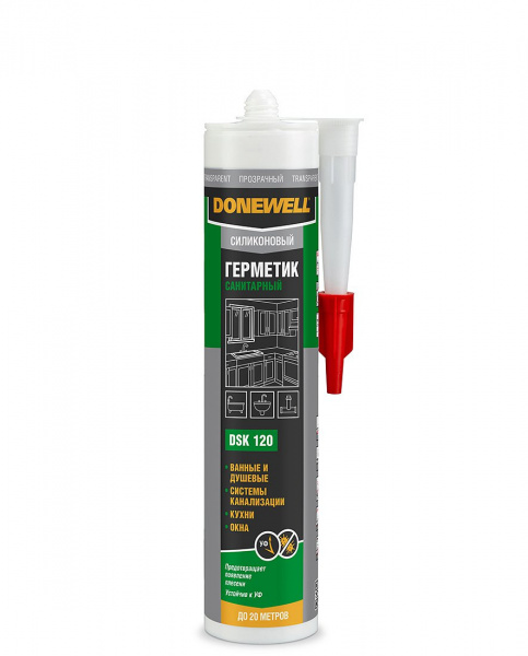 Герметик силиконовый санитарный DONEWELL DSK-120 260мл прозрачный (12)